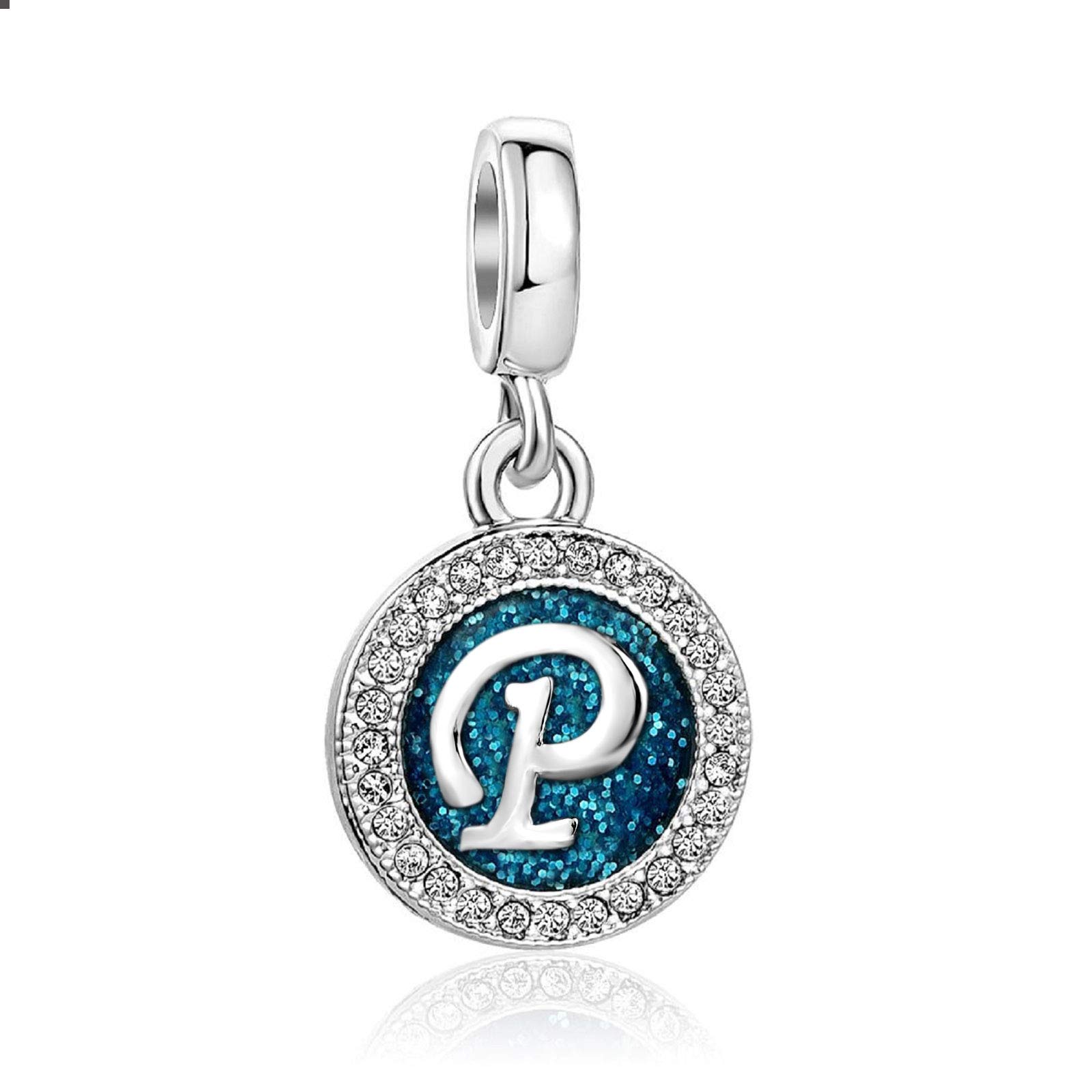 KunBead Jewelry Letter P Initial Charms Love Glass Mother and Son Mini Teacher Forever Friends Charms fit Bracelets