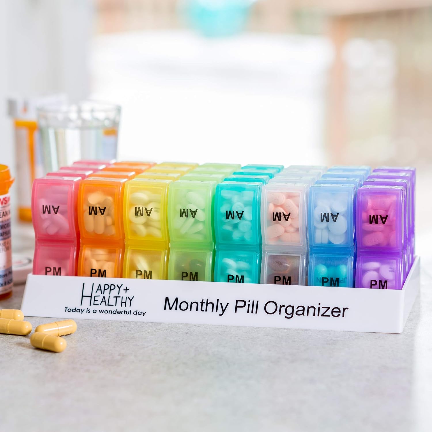 Monthly Pill Organizer - 32 Compartments Am/Pm Daily Pill Organizer 2 Times a Day, Pill Dispenser and Organiser Caddy by MEDca - Image 5