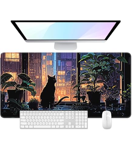 Black Cat Desk Mat Cute Mousepad Anme Aesthetc Mouse Pad Xxl Gamng - View #11