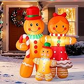 Jenaai 3 Pack Christmas Inflatables Decorations 4ft Gingerbread Outdoor Decorations with LED Lights a Family of Three Snowmen Blow up Yard Decoration Xmas Inflatables for Indoor Outdoor, Lawn, Garden