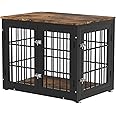 rehomerance Rustic Heavy Duty Dog Crate Furniture for Small and Medium Dogs, Decorative Pet House End Table, Wooden Cage Kennel Furniture Indoor