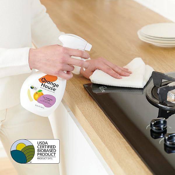 ORANGE HOUSE ALL PURPOSE CLEANER, MULTI-SURFACE FOAM SPRAY, MADE BY NATURAL ORANGE OIL, PLANT BASED FOR COUNTERTOP, SINK AND STOVE, EVERYDAY CLEANING 16.2 FL OZ