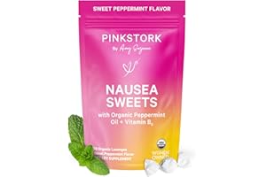 Pink Stork Organic Peppermint Sweets for Morning Sickness and Motion Sickness Support, Added Vitamin B6, 1st Trimester Pregnancy Must Haves - 30 Wrapped Peppermint Candies