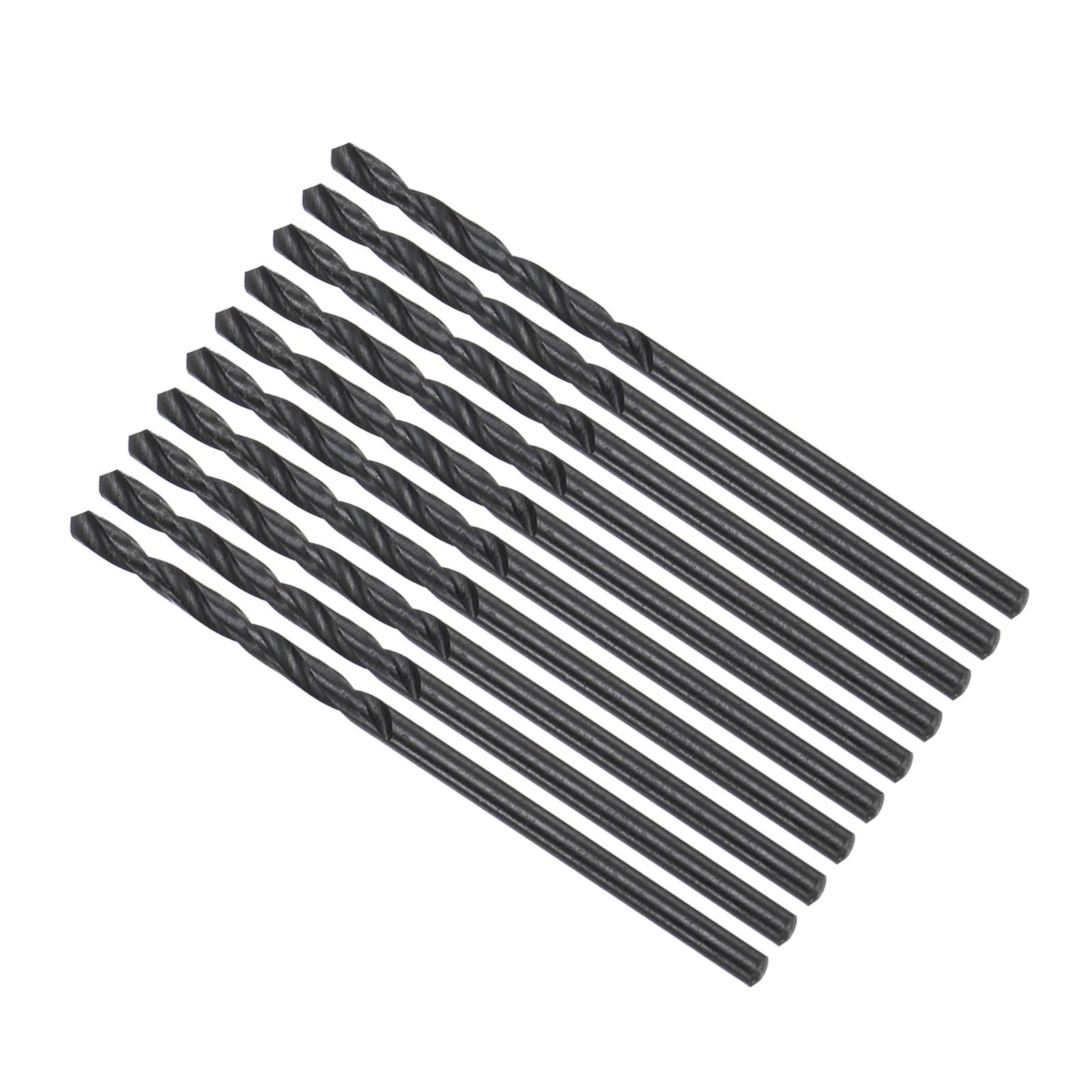 CoCud 6542 High Speed Steel Twist Drill Bits, 1.9mm Diameter 45mm Length, Black Oxide Straight Twist Jobber Drill Bit - (Applications: for Metal Woodwork Plastic Aluminum), 10-Pieces