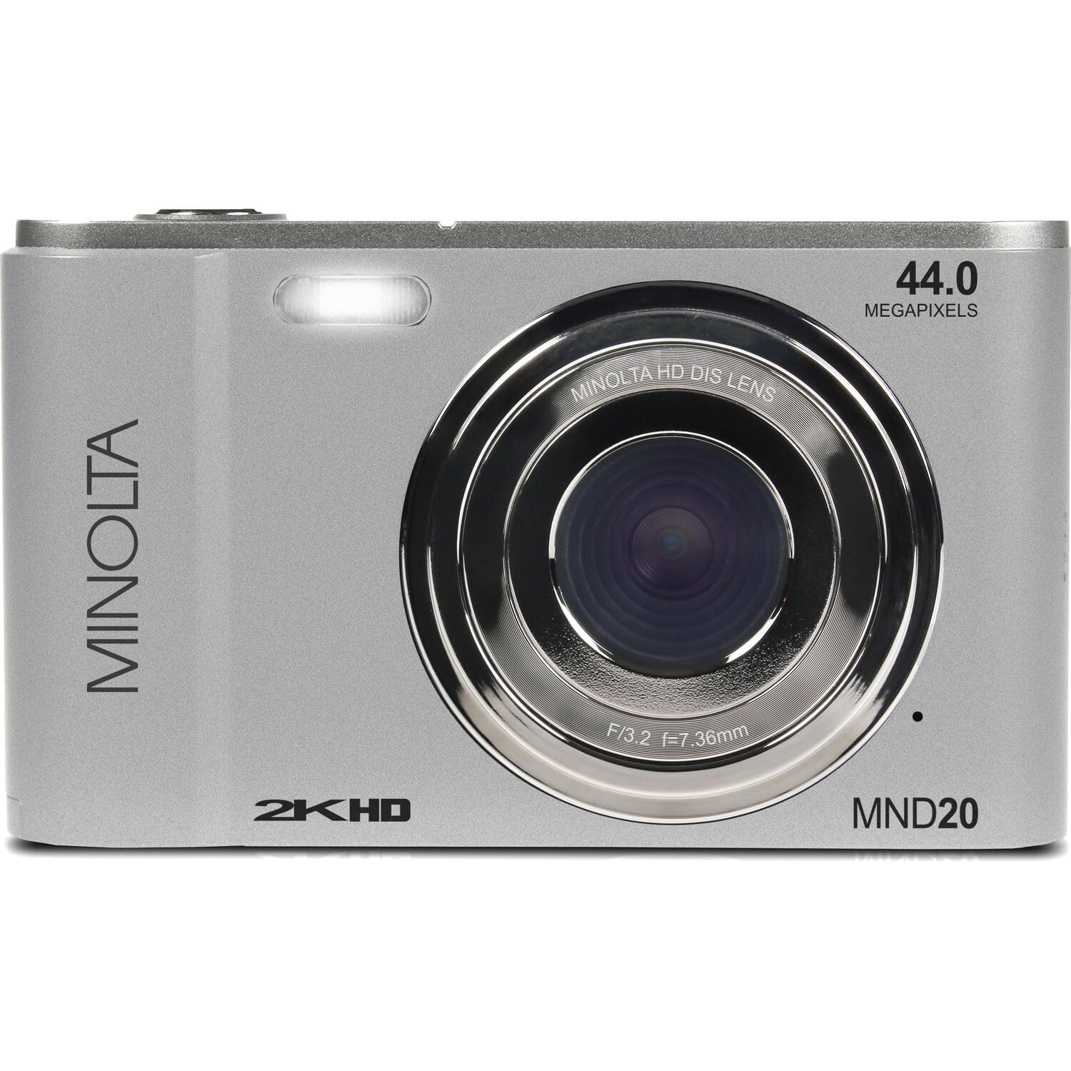 Minolta MND20 44MP Digital Camera – 2.7K Ultra HD Video, 16X Digital Zoom, Anti-Shake Stabilization, Time Lapse, Face Detection, 2.9-inch LCD Display – Lightweight Compact Camera (Silver)