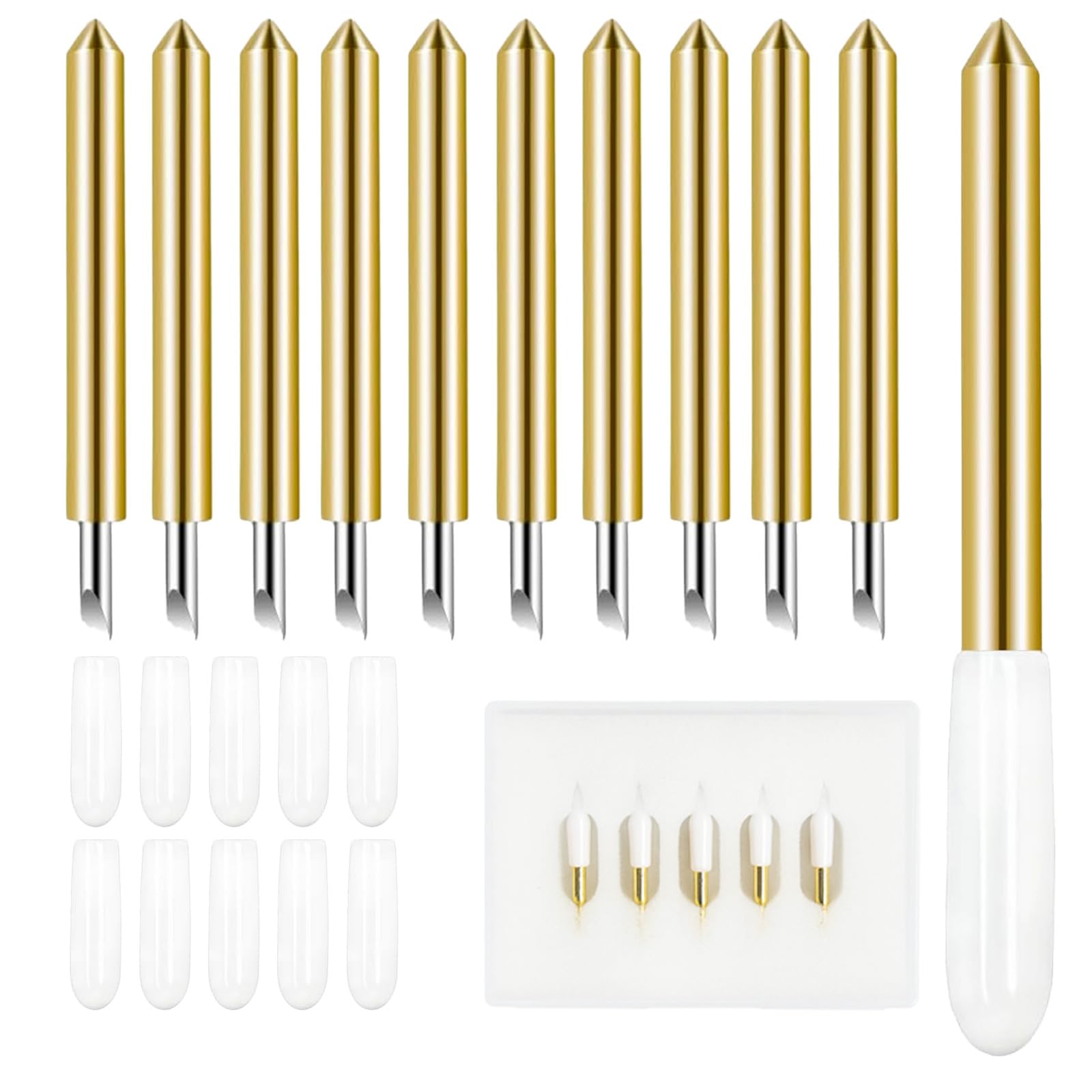 Photo 1 of 10 Pcs Premium Fine Point Blade – Compatible with Cricut Maker 3, Maker, Explore 3/4, Explore Air 3/2/Air – Replacement Cricut Blades for Cutting Vinyl, Cardstock, Paper – Gold (10pcs-Gold)