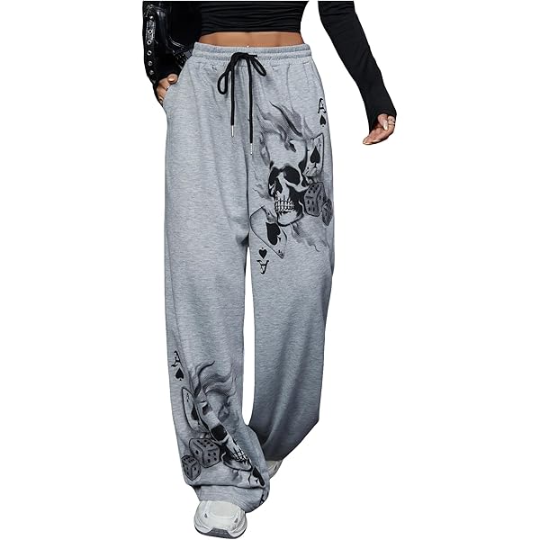 Amazon.com: SOLY HUX Women's Y2k Baggy Pants Drawstring Waist
