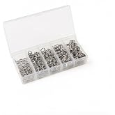 OUGOTHZ 200Pcs Fishing Split Rings, Stainless Steel Lure Connector Rings in 5 Sizes, High-Strength Double Loop Rings for Lures, Hooks, Saltwater and Freshwater Fishing, Storage Box Included