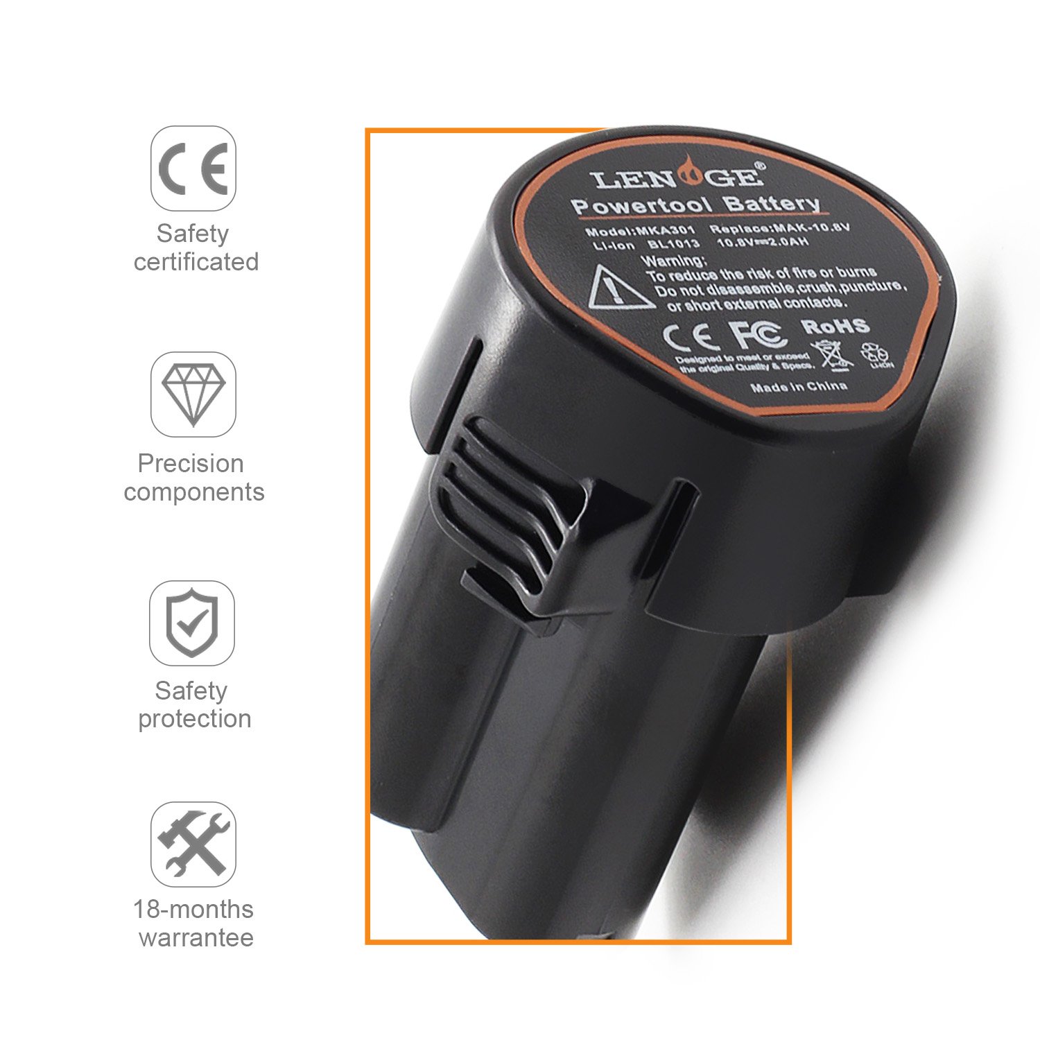 LENOGE Battery 2Ah 10.8V Replacement for Makita BL1013 BL1014 Drill DF030D LCT203W 194550-6 194551-4 FD02W 194550-6 194551-4 18months warranty