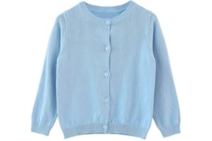 RJXDLT Girls Crewneck Cardigan Long Sleeve Children Button Cotton Sweater Uniform Sweaters for Little Girls