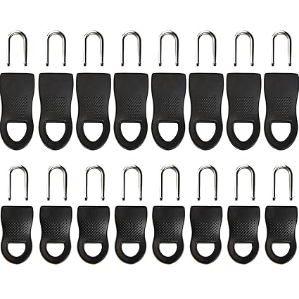 Outus 16 Stück Ersatz Reißverschlusses Tags Zip Fixierer für Kleidung oder Tasche, Schwarz