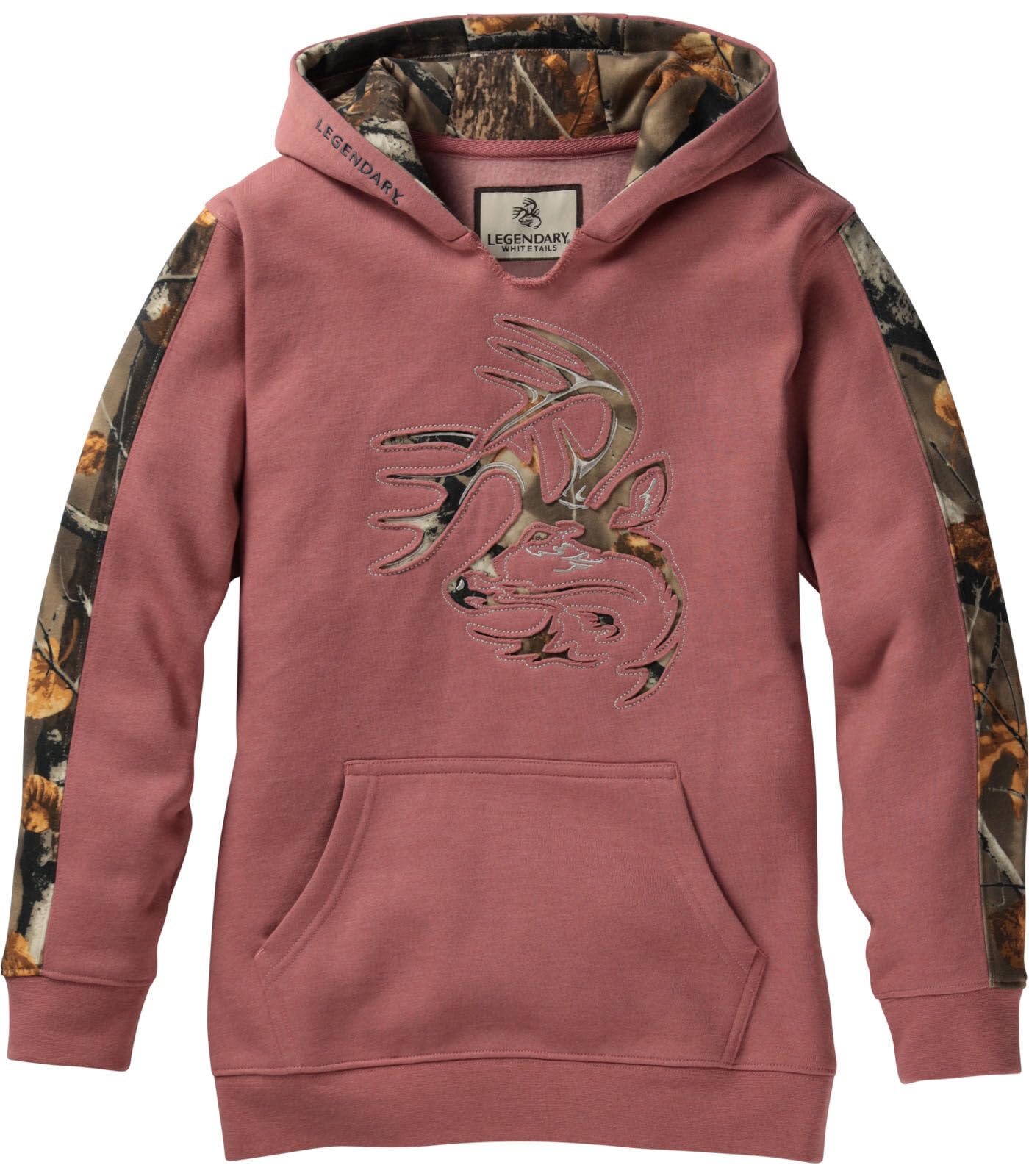 Legendary Whitetails Kids Pullover Hoodie Camo Sweatshirt Comfy V-Neck Design, Ash Rose Heather, XL Image