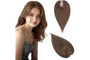 S-noilite Real Human Hair Topper Upgraded Silk Base Middle Part Human Hair Topper Top Hairpiece for Women with Hair Loss Thin