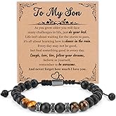 To My Son Bracelet Cool Mens Valentines Day Gifts for Son from Mom Bracelets for Men Gifts for Teens Beaded Bracelet Gemstone Jewelry Unique Birthday Gifts for Adult Son In Law Teenage Bonus Son