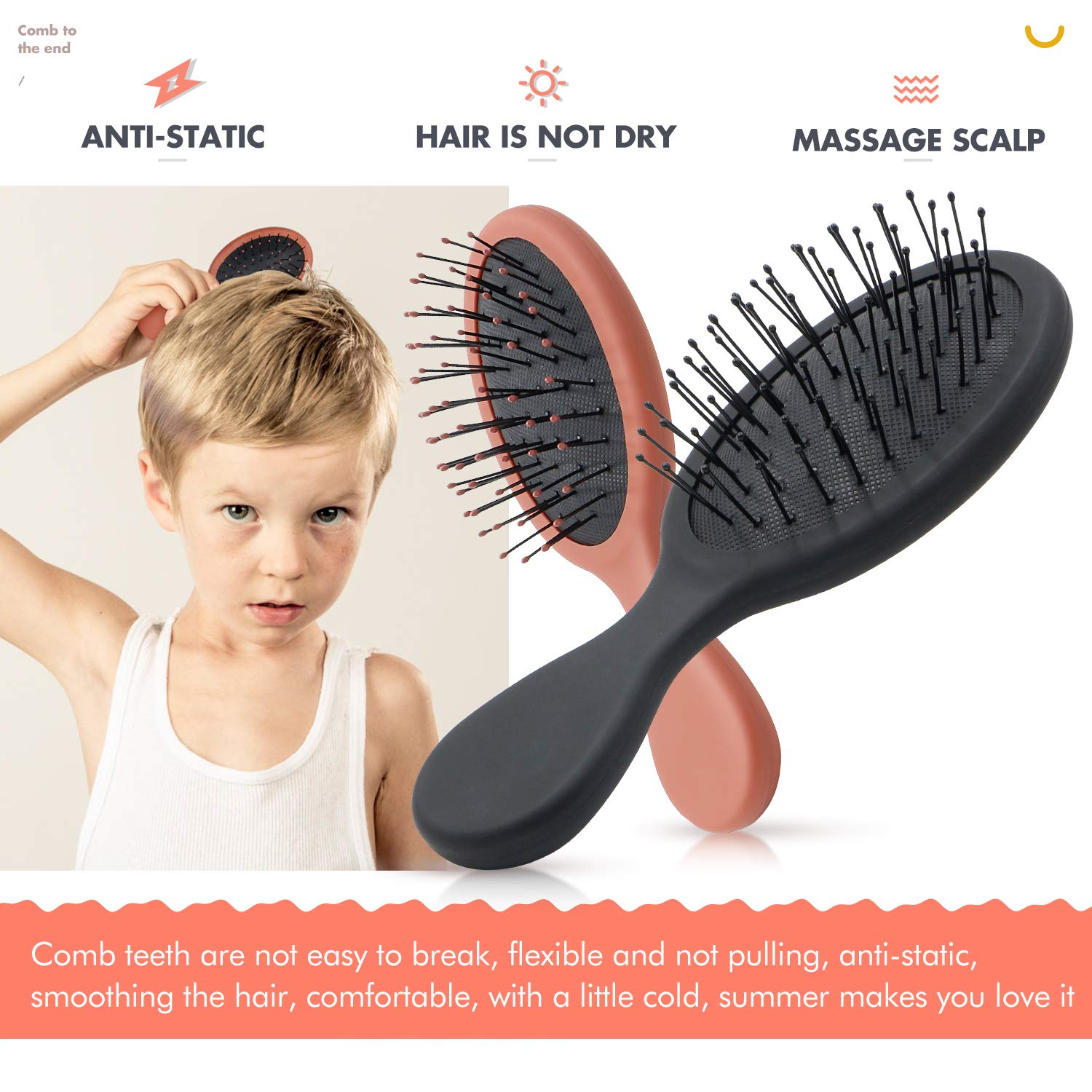 Parabirds Hair Brush for Boys Girls,Wet Dry Brush Hair Brush for Men Women Kids,Small Brush Comb, Mini Travel Detangler Massage Beauty for All Hair Types