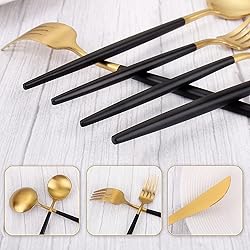 Matte Gold Silverware Set With Black