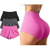 OQQ Women 3 Piece Yoga Shorts Sexy High Waist Booty Stretch Workout Exercise Hot Shorts
