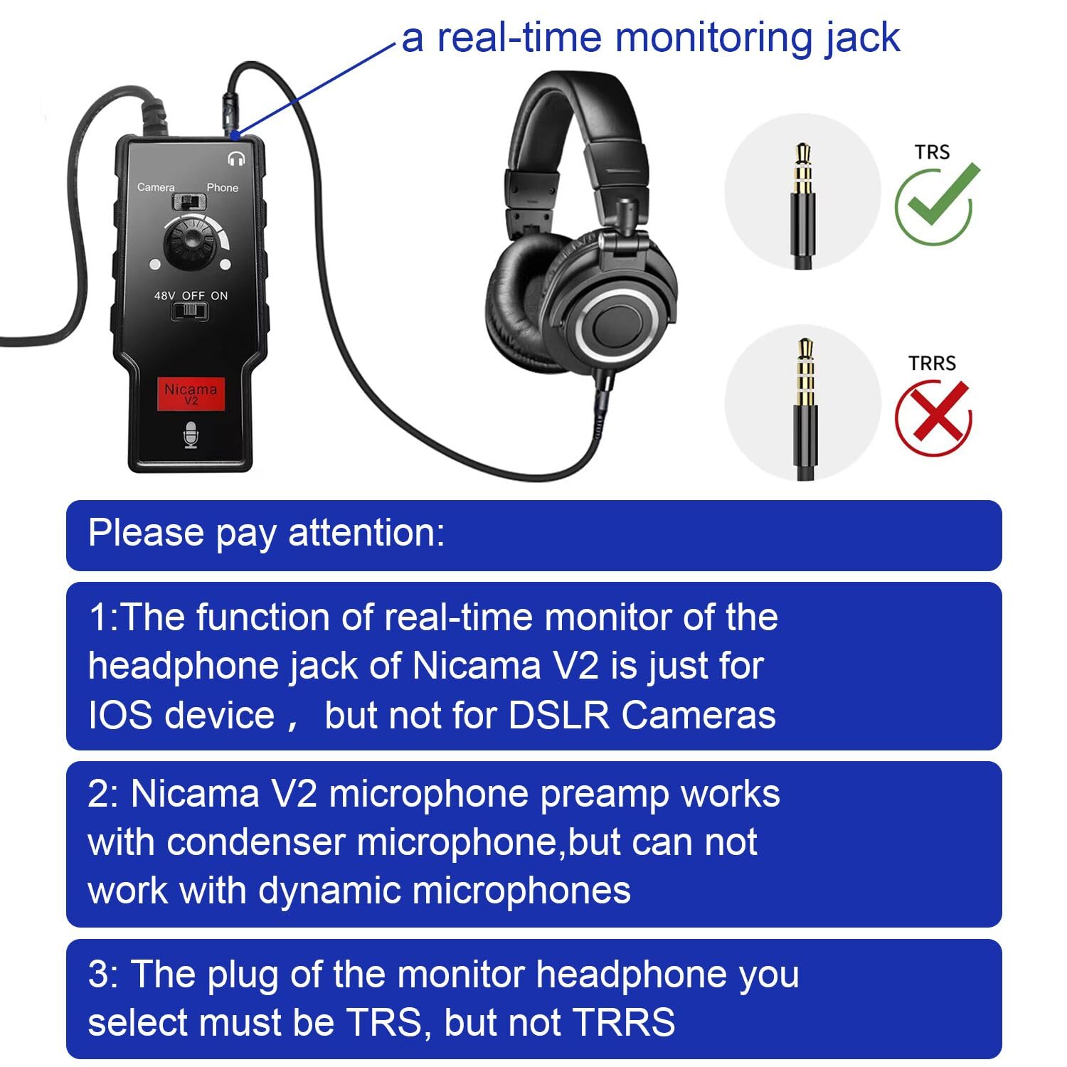 Mua Nicama V2 Microphone Preamp for iPhone iPad DSLR Camera, XLR Female to 3.5mm TRS, TRRS