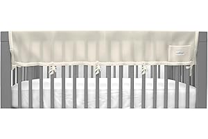 BreathableBaby Breathable Mesh RailGuard Teething Cover — 51” Long Panel (1) — Fits Most Full-Size and Does Not Fit Mini Cribs — Use with Coordinating Short Panels - Ecru