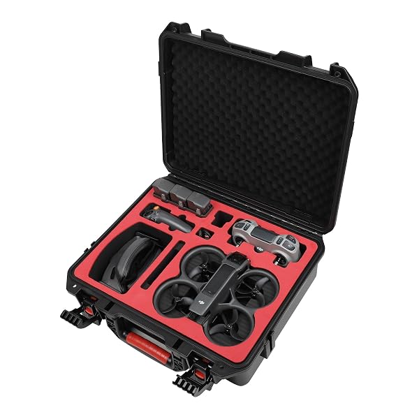 DROGEAR WATERPROOF HARD CASE FOR DJI AVATA 2 FLY MORE COMBO | FITS DJI GOGGLES 3 (NOT FOR GOGGLES N3)/ RC MOTION 3 / FPV REMOTE CONTROLLER 3 AND ACCESSORIES | UP TO 8 BATTERIES | SHOCKPROOF, DUSTPROOF