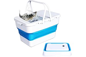 ROLMZJX Collapsible Bucket, 13 L Foldable Fish Bucket with Lockable Lid, Multifunctional Container for Live Fishing Lure, Col
