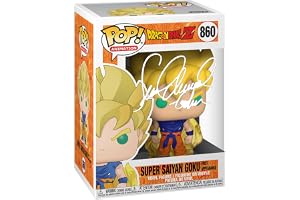 Sean Schemmel Super Saiyan Goku #860 First Appearance Voice Actor Facsimile Signed Reprint Laser Autographed Funko POP! Anime Animation Dragon Ball Z Figurine with Protector Case