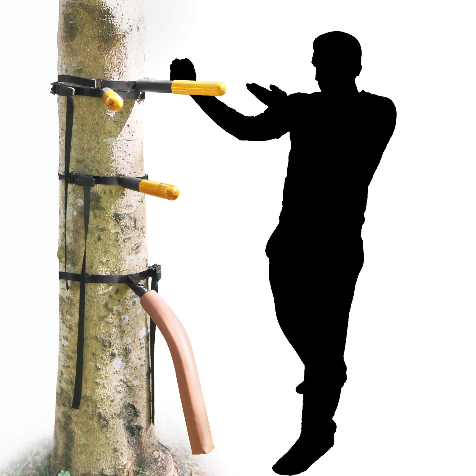 Portable Wing Chun Wooden Dummy Training Set - Spring Arms & Legs For Tree Or Post Mounting