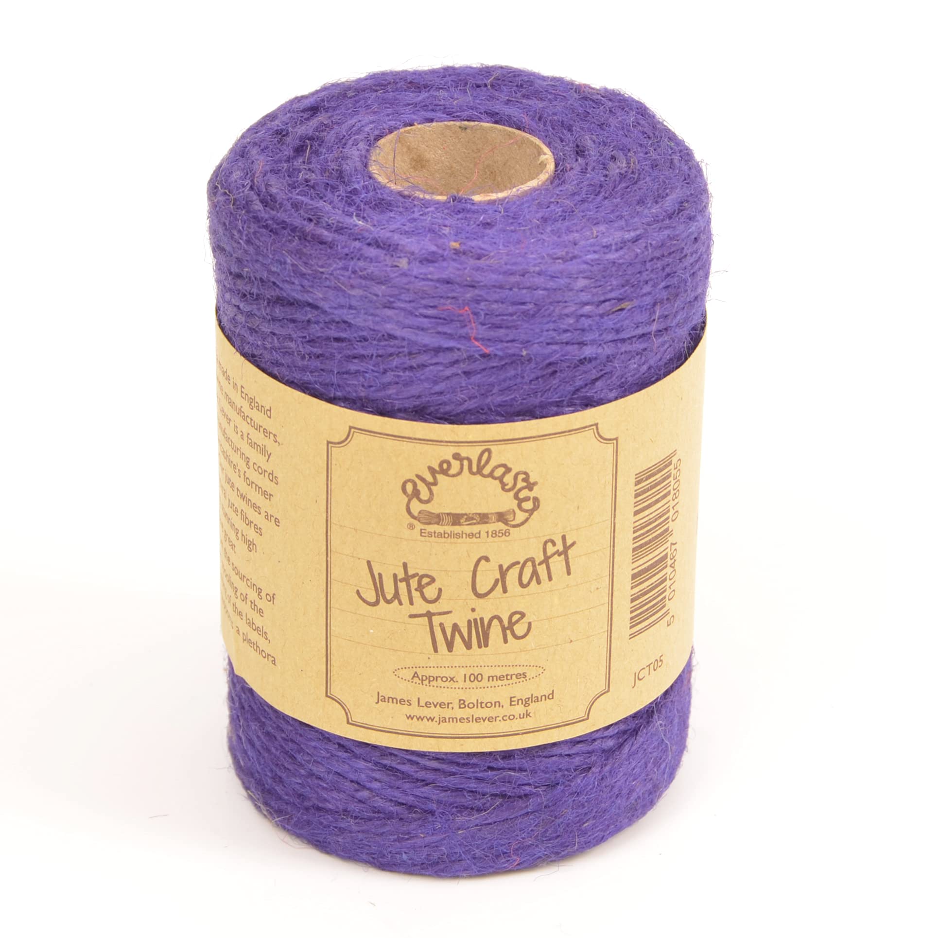 EVERLASTO NATURAL COLOURED JUTE CRAFT TWINE 100M SPOOLS (DEEP PURPLE)