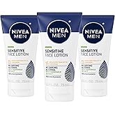 NIVEA MEN Sensitive Face Lotion with SPF 15, Broad Spectrum Sunscreen, 3 Pack of 2.5 Fl Oz Tubes