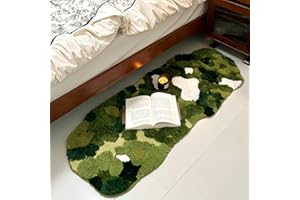 Felowaigam Moss Forest Bathroom Rug, Cute Cozy Green Plant Tufted Mat, Ultra Soft and Comfortable Microfiber, Absorbent Machi