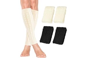 Gelapa 2 Pair Leg Warmers Women, Thickened & Plus Size Knitted Leg Warmer for Kids, 70-80s Outfit, Cozy Cuffs Windproof Boot 