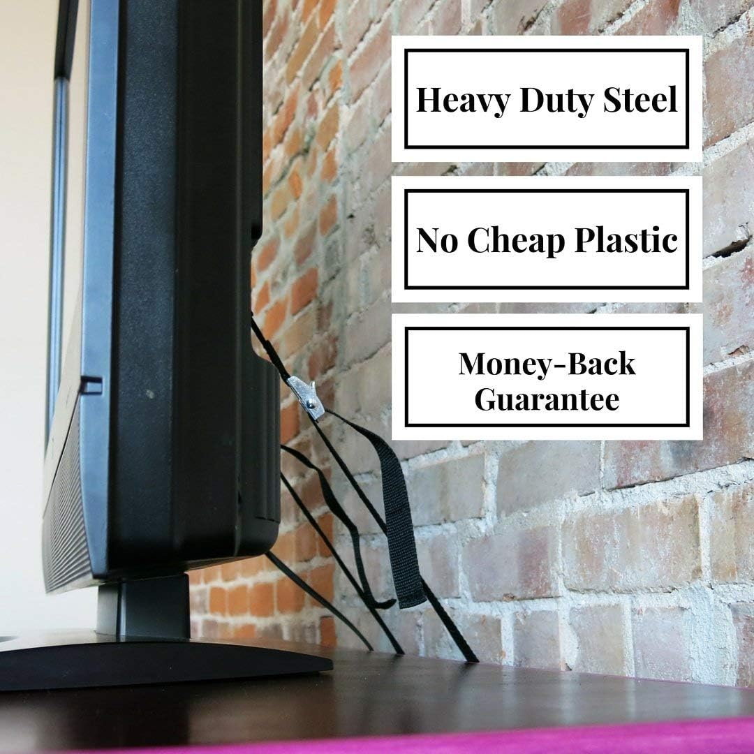 Heavy Duty Anti Tip Straps, Metal Furniture Wall Anchors for Baby Proofing Flat Screen TV Dresser, Bookcase, Cabinets - Image 5