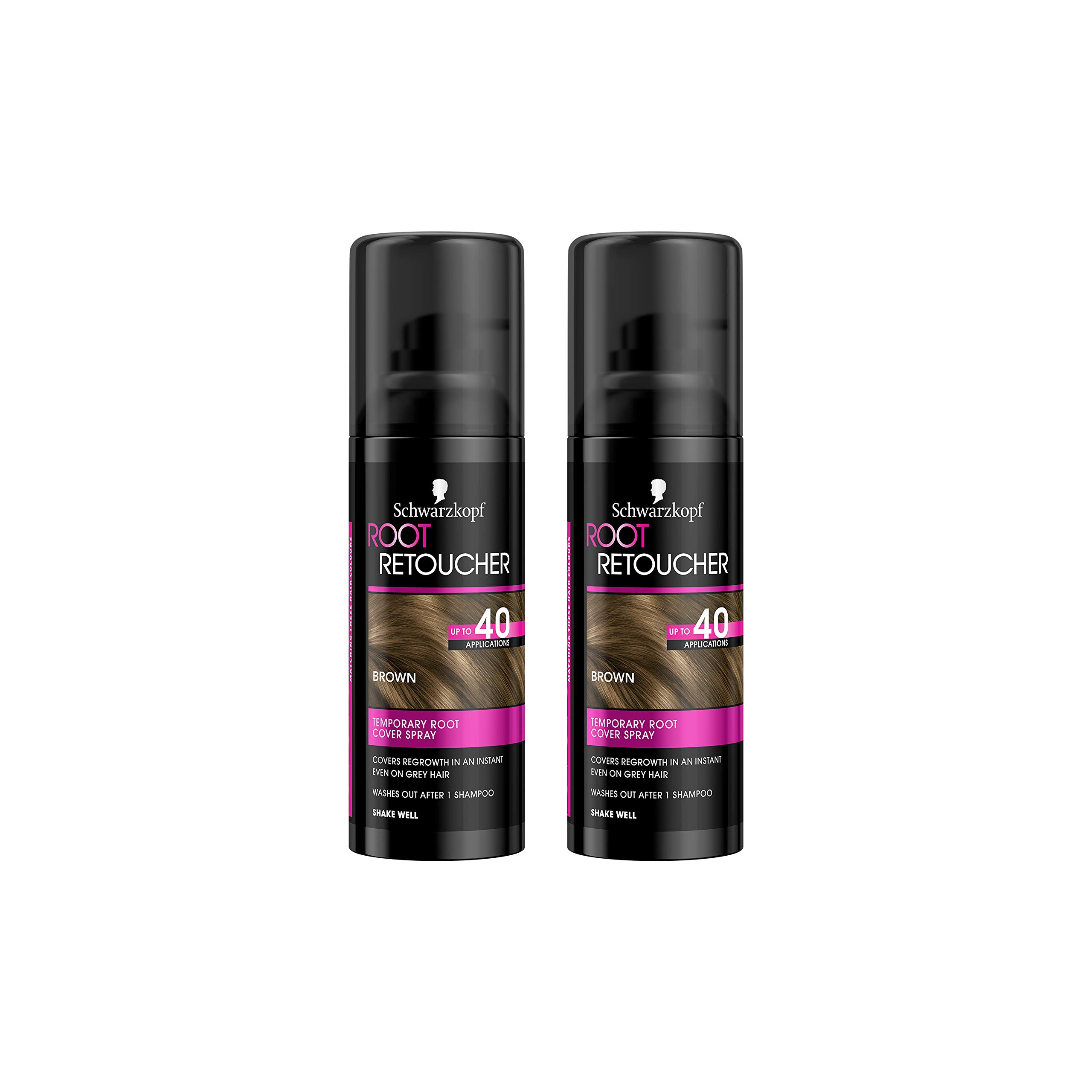 Schwarzkopf Root Retoucher, Instant Temporary Hair Dye Spray for Brunette Regrowth, Brown Duo Box