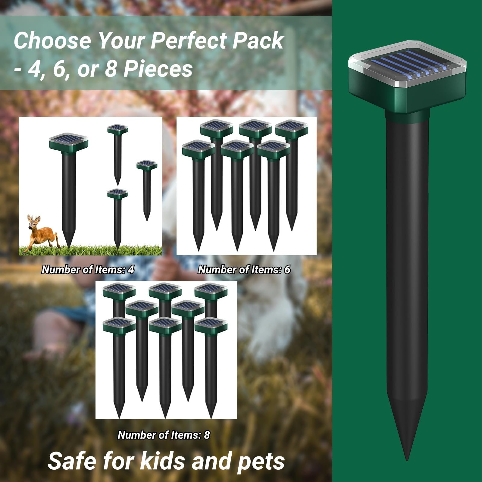 Condition photo showing New/Like New for deer repellent,deer and rabbit repellent,deer repellent devices,for garden&outdoor,deer repellent fo