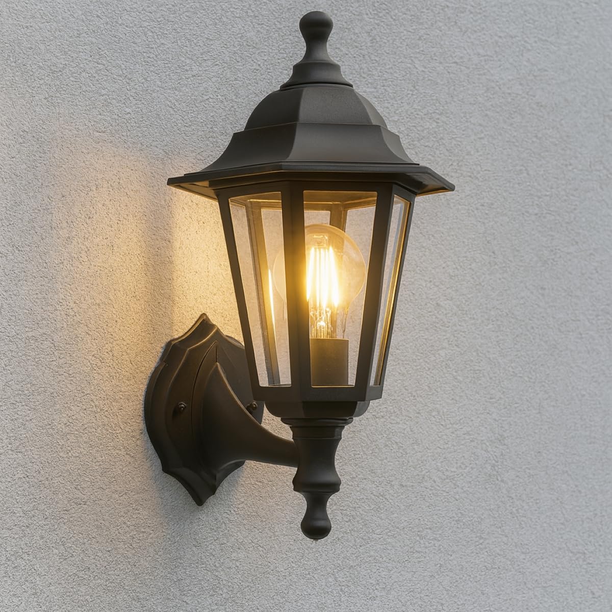 CGC Lighting Outdoor Wall Light Black Lantern Traditional Vintage Light Coastal Waterproof Weathproof E27 Mains Power — image 1