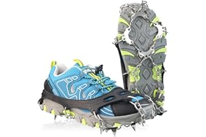 GIGGLEWAY Ice Cleats for Kids, Crampons for Hiking Boots & Shoes, Stainless Steel Anti-Slip Traction Grips, Snow Traction for Fishing, Walking, Hiking & Climbing, Toys for Boys & Girls