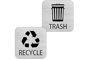 BUEAKE Recycle and Trash Magnets Sticker for Recycling Bins and Kitchen Cans, 2 Magnetic Sticker Adhesives for Garbage Containers, Outdoor Waste Bin