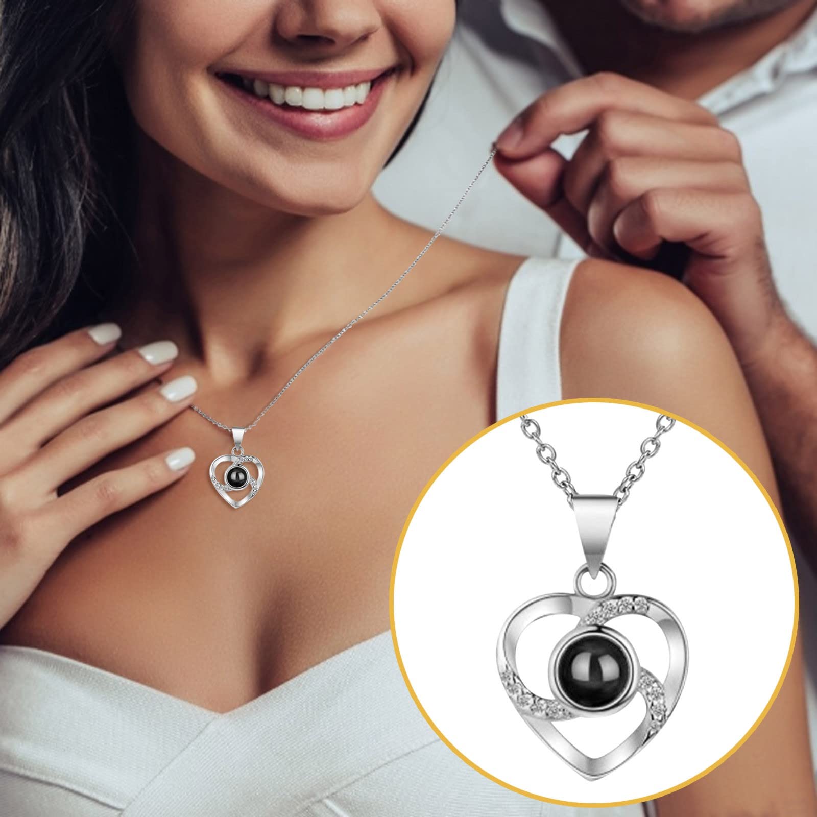 Rose Eternelle Avec Argent 925 Collier Coeur,Pendentif Coeur Avec Rose ConservéE,Collier Femme BoîTe De Roses,Rose StabiliséE Rouge,Amour Cadeau, Fete Des Meres, NoëL, Saint-Valentin,Anniversaire (A)