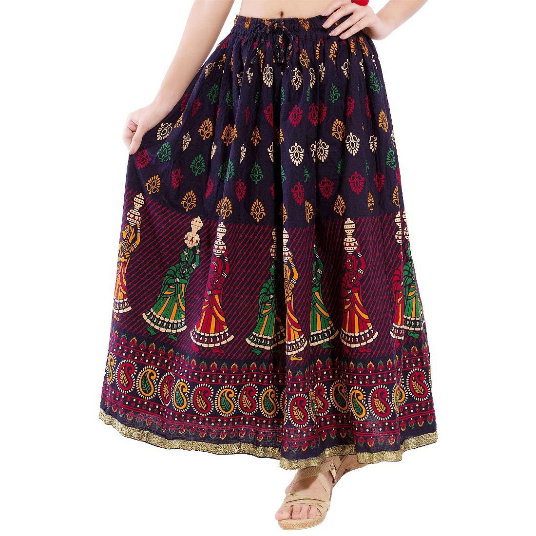decot paradise women's cotton print skirt (skt312, blue, free size)