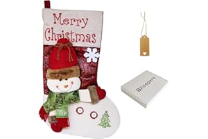 Blisspers Extra Large 21" Inch 3D Cartoon Snowman Christmas Stocking with Personalized Name Tag - Party Decorations, Gift Bag & Candy Bag - Family & Holiday Christmas Theme