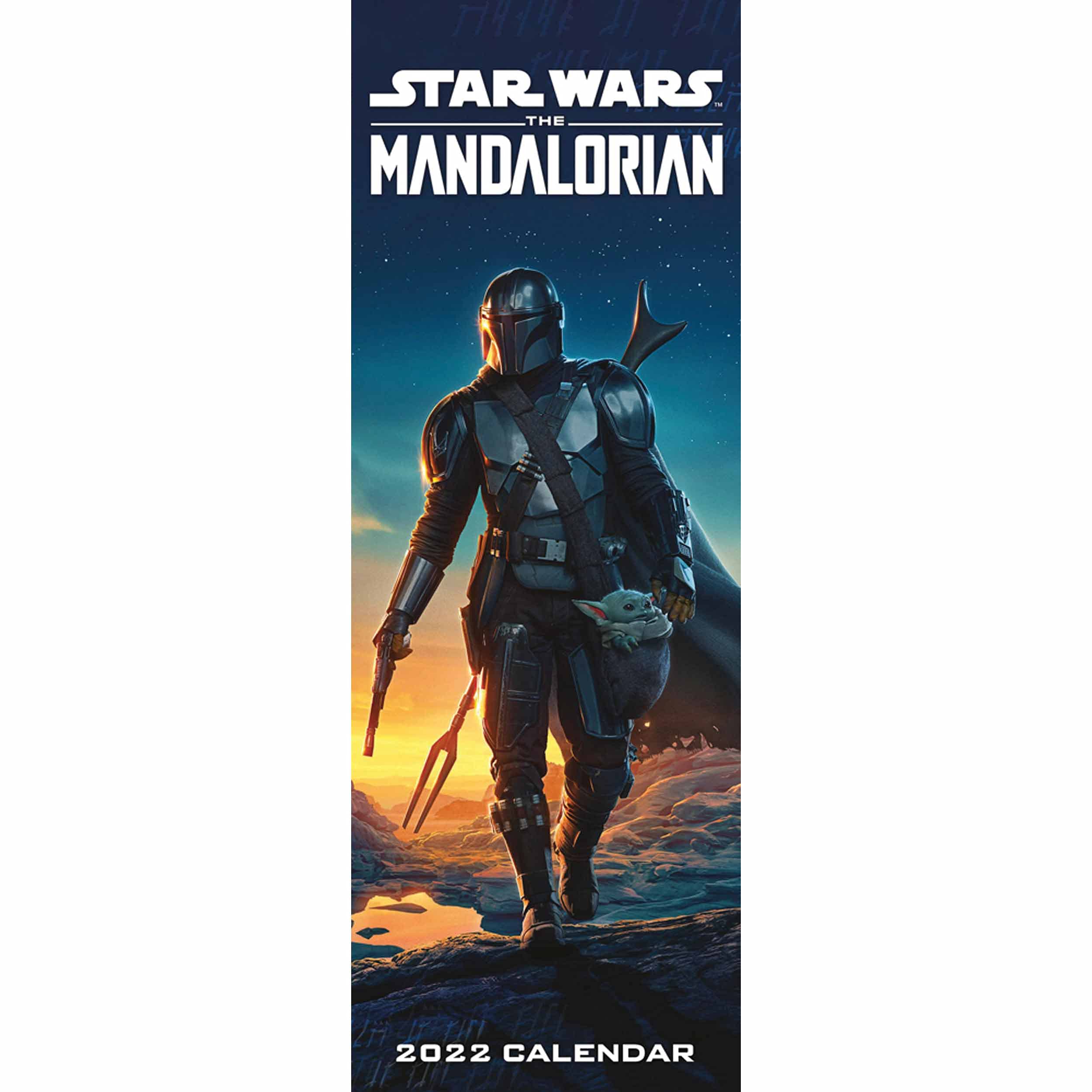 Disney Star Wars The Mandalorian Calendar 2022 - Month to a View Slim Wall Calendar 15cm x 42cm - Official Merchandise