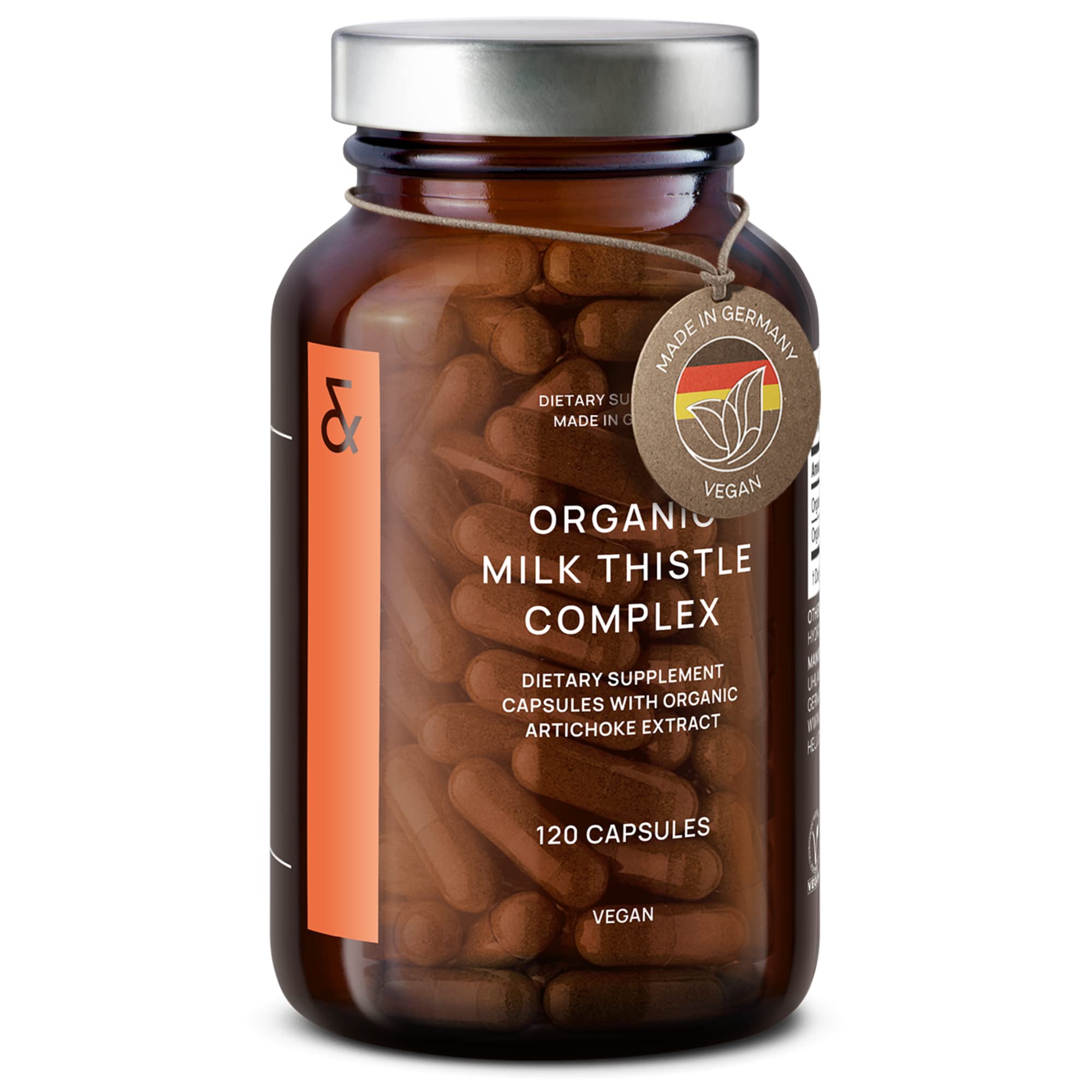 Organic Milk Thistle & Artichoke Extract Complex - Rich in Silymarin & Bitters - 120 Capsules = 60 Days Supply - Vegan - Non-GMO - Made in Germany