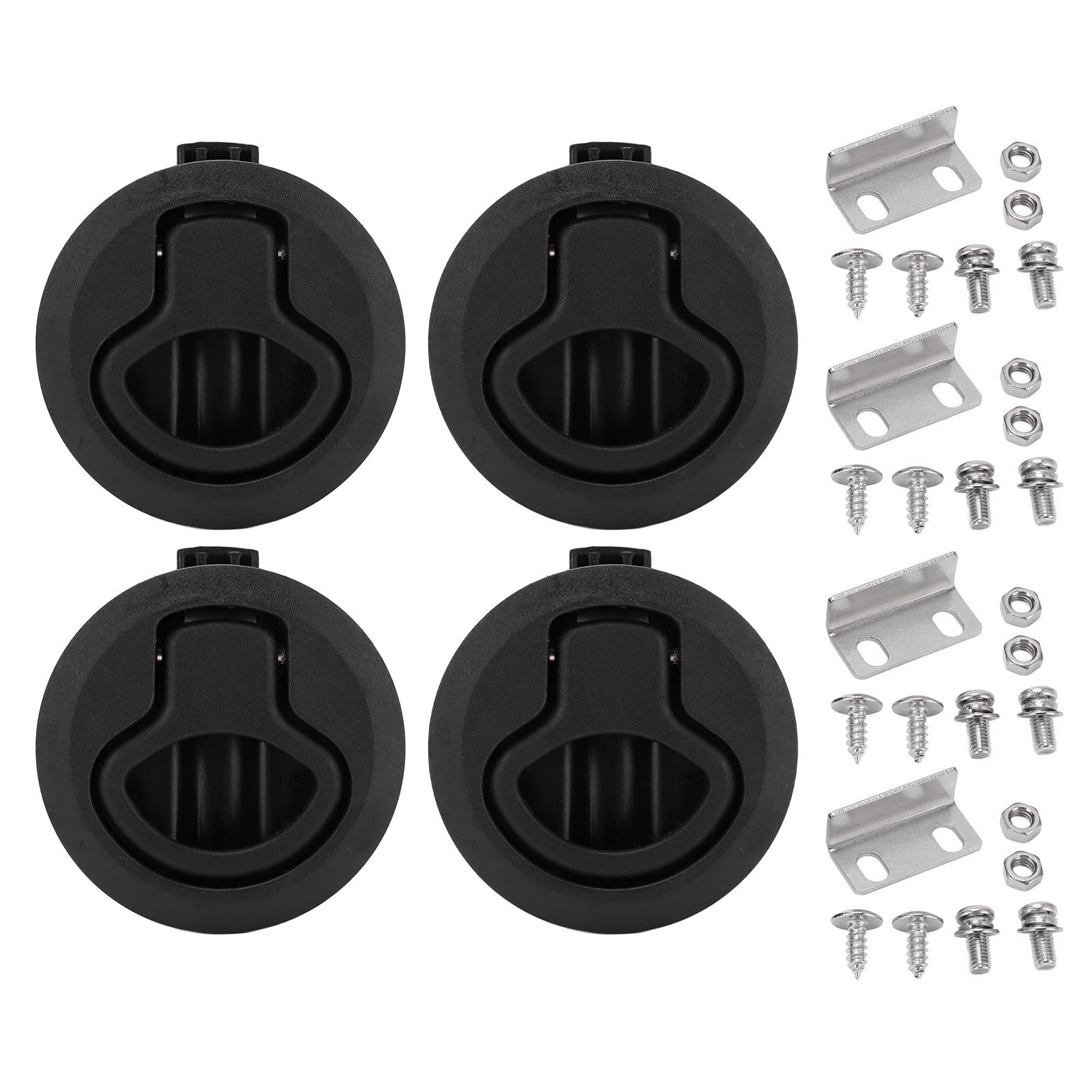 KIMISS Slam Latches Black Marine Slam Latch Boat Hatch Latch Plastic Round Shape Flush Pull Latch 61mm/2.4in Marine Flush Pull Slam Latch Round Ring Lock for Hatches Yachts RVs