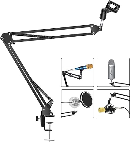 Followsun Support De Microphone A Bras De Ciseaux Avec Pince De
