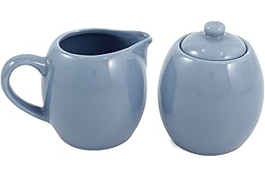 OLD AMSTERDAM PORCELAIN WORKS Powder Blue Ceramic Creamer and Sugar Service Set with Lid