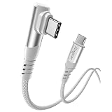Fasgear USB C to USB C Cable 3ft 100W 5A Fast Charging Type C Charger Cord Braided Right Anlge Data Sync Compatible for PS5 Controller/Samsung S23/MacBook Air/ZenBook 13/Envy x360/Pixel 7 Grey