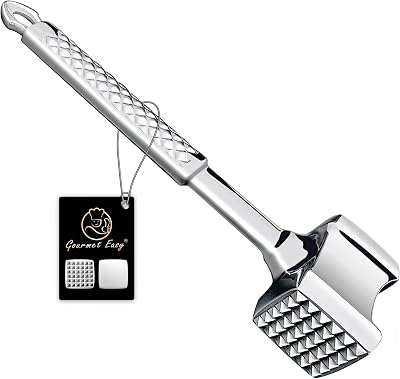 Gourmet Easy Stainless Steel Meat Tenderizer Dual-Sided Mallet 13 oz