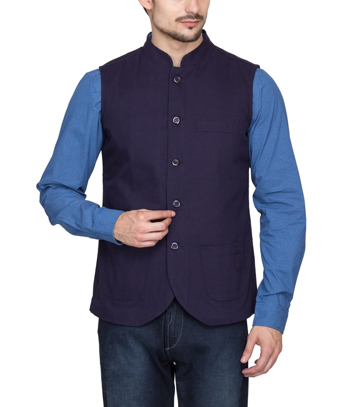 hypernation blue color twill waistcoat for men