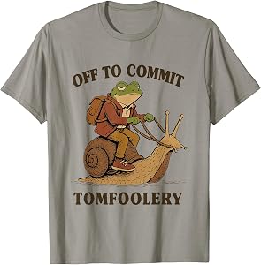 Frog Toad Cottagecore Off to Commit Tomfoolery T-Shirt