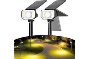 Quntis Solar Spot Lights Outdoor, Super Bright Solar Landscape Spotlights with 2 Detachable Lenses, Waterproof Solar Powered Spotlights for Christmas Garden Decoration - 2 Pack